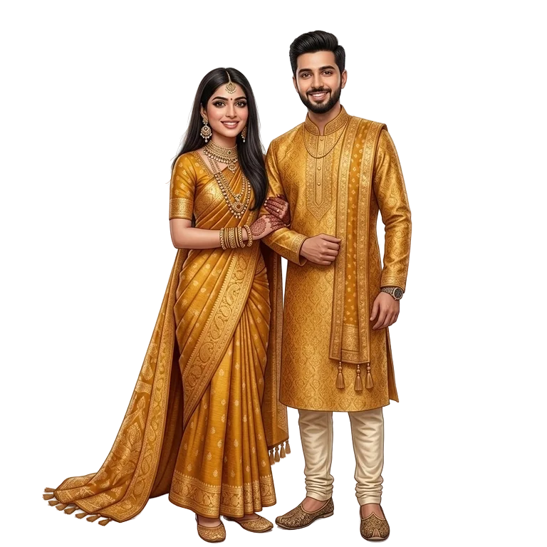 Couple Haldi Illustration